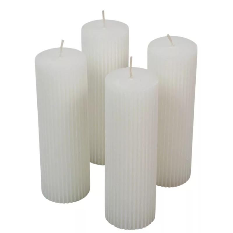 Kontúrozott Bordás Henger Gyertya 50x150mm - Fehér