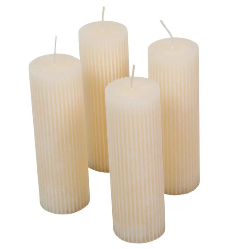 Kontúrozott Bordás Henger Gyertya 50x150mm - Ivory