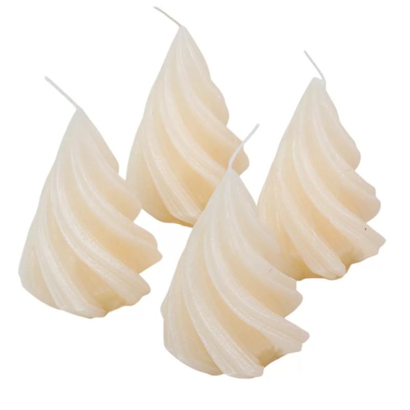 Kontúrozott csavart kúp gyertya 88x115 mm - Ivory