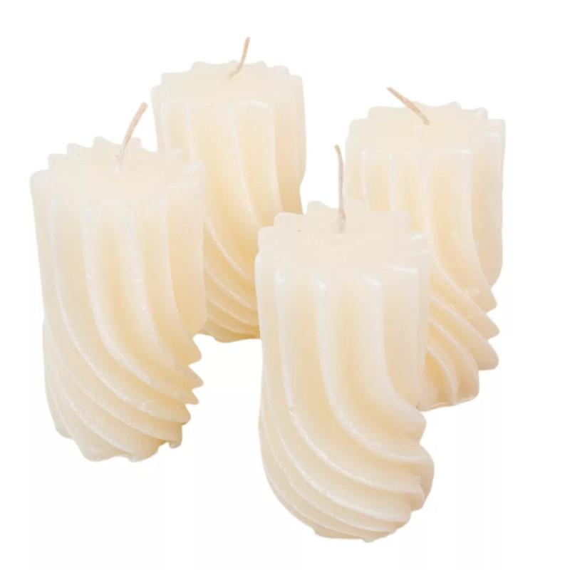 Kontúrozott hullámos henger gyertya 55x95 mm - Ivory