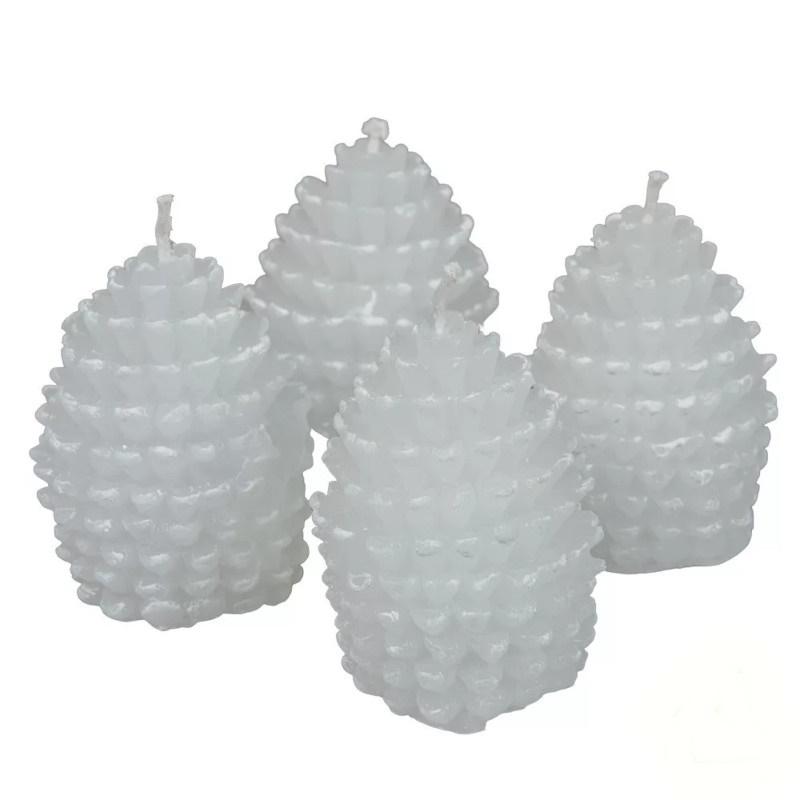 Kontúrozott Toboz Gyertya kicsi 52x70 mm - Fehér szett