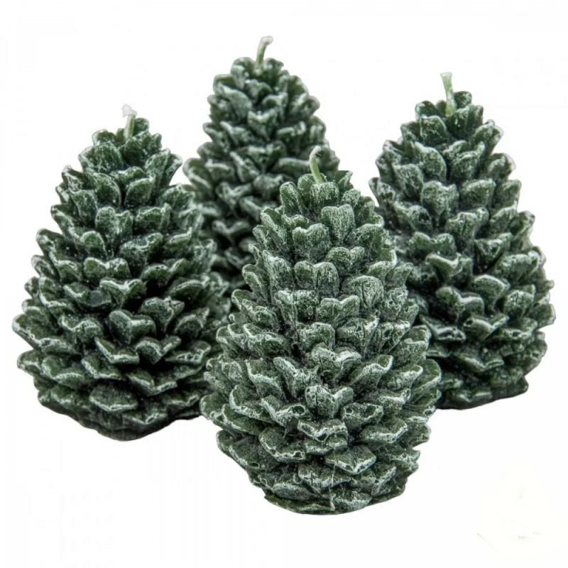 Kontúrozott Toboz Gyertya nagy 70x95 mm - Sötét zöld