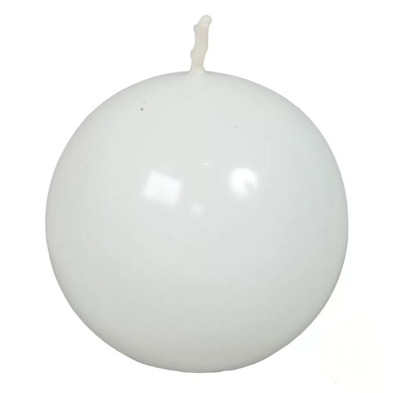 Lakkozott gömb gyertya 56 mm - Fehér