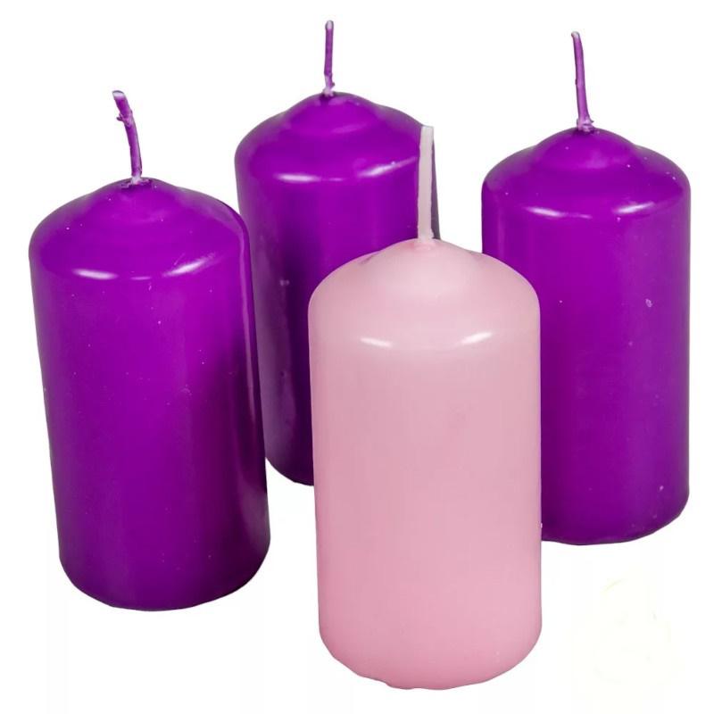 Mártott Henger Gyertya 40x80 mm - 3Lila 1Rózsaszín