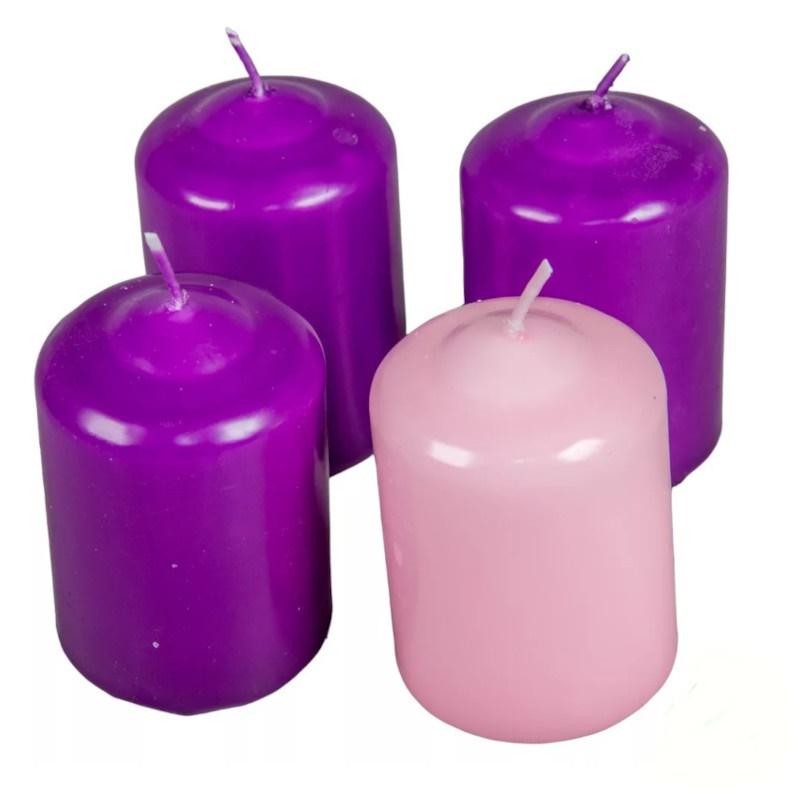 Mártott Henger Gyertya 50x75 mm - 3Lila 1Rózsaszín