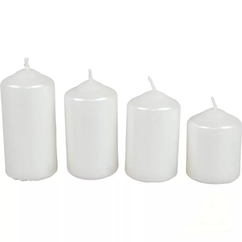 Metál 40 mm Lépcsős Gyertya szett - Fehér