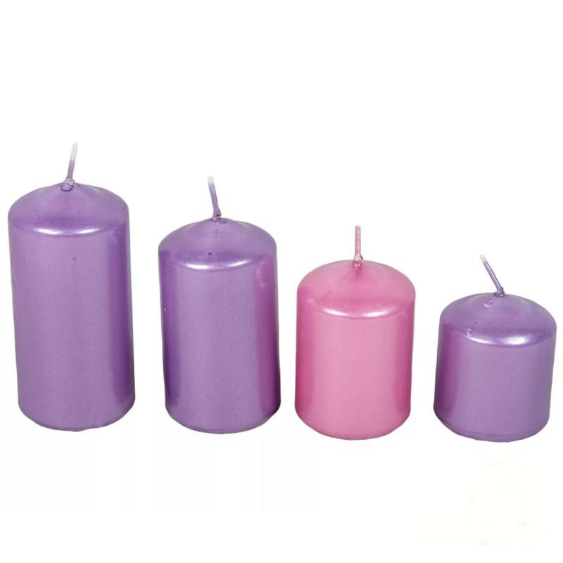 Metál 50 mm Lépcsős Gyertya szett - 3Lila 1Rózsaszín