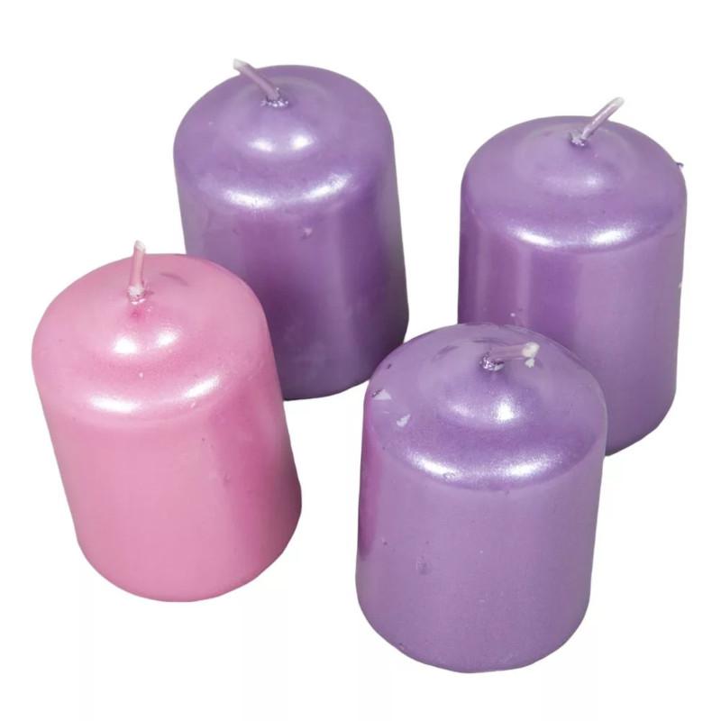 Metál Adventi gyertya szett 40x60mm - 3 lila 1 rózsaszín