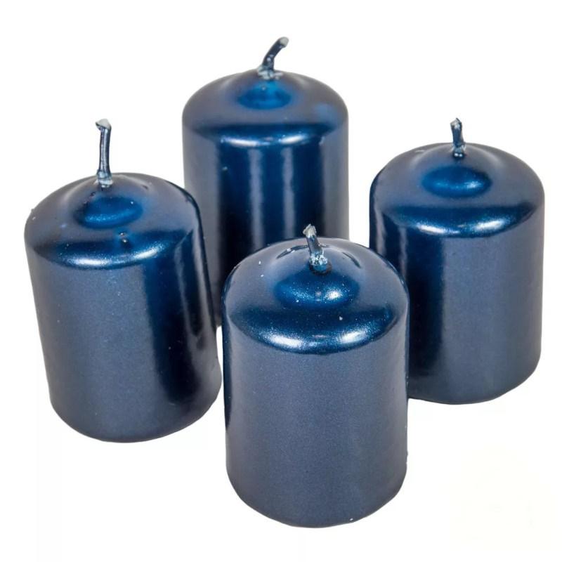 Metál Adventi gyertya szett 40x60mm - Sötét Kék