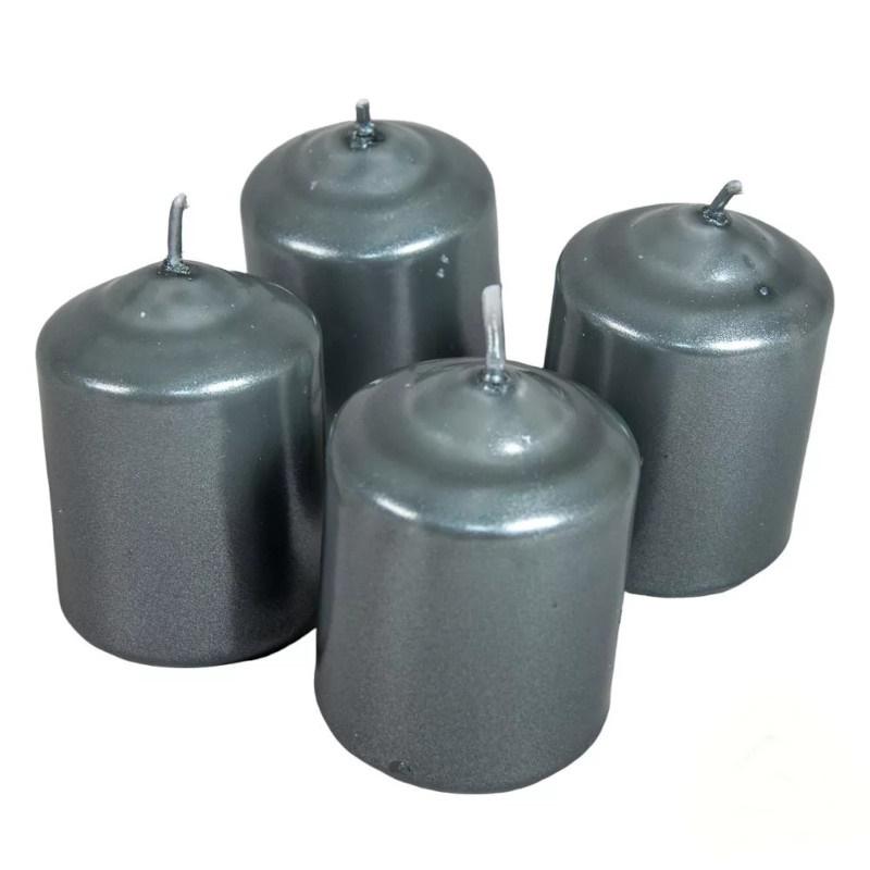 Metál Adventi gyertya szett 40x60mm - Szürke