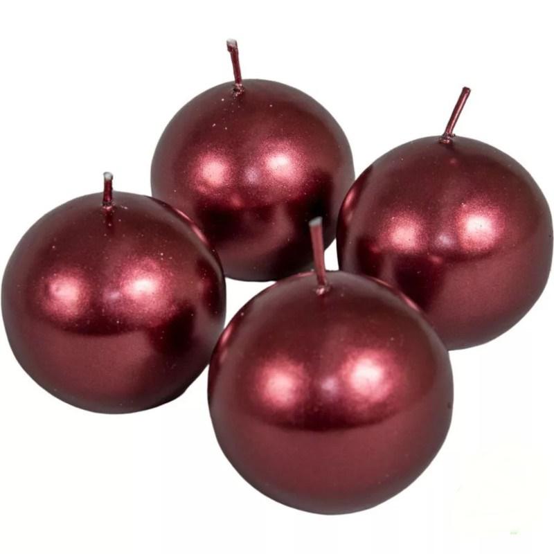 Metál Gömb gyertya 60 mm - Bordó