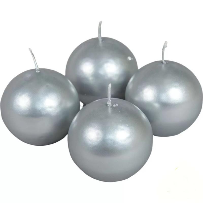 Metál Gömb gyertya 60 mm - Ezüst