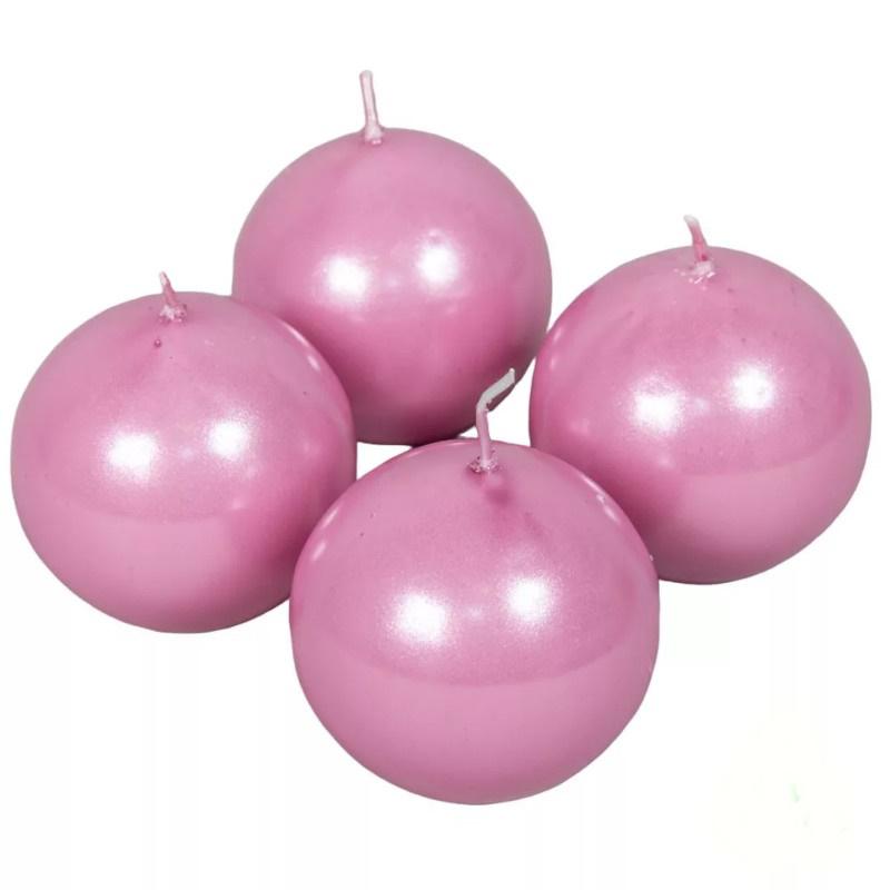 Metál Gömb gyertya 60 mm - Rózsaszín