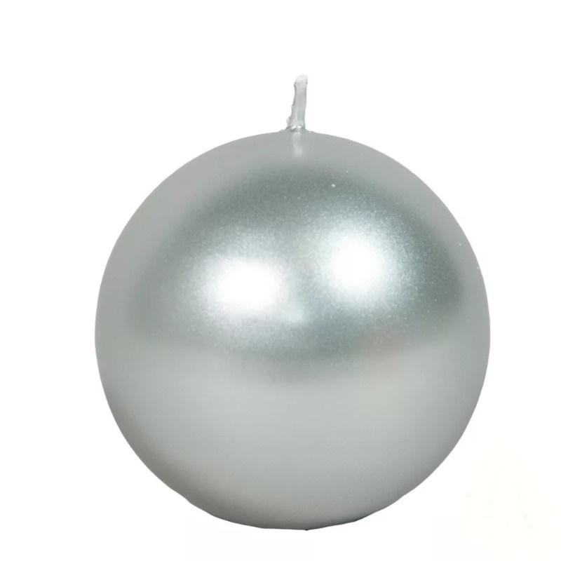 Metál Gömb gyertya 80 mm - Ezüst
