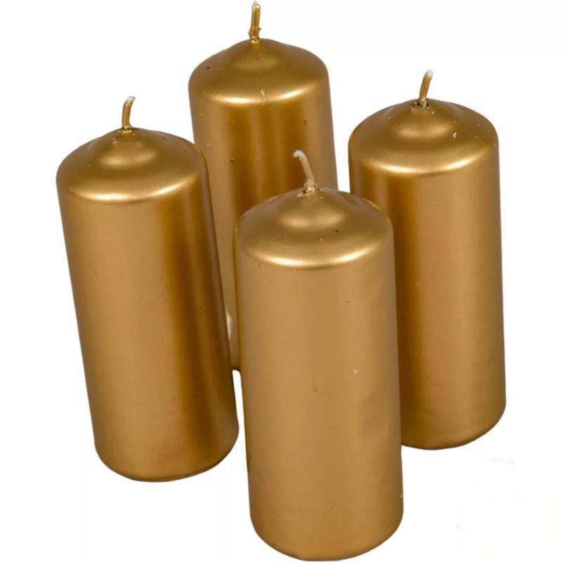Metál henger gyertya szett 40x100mm - Arany