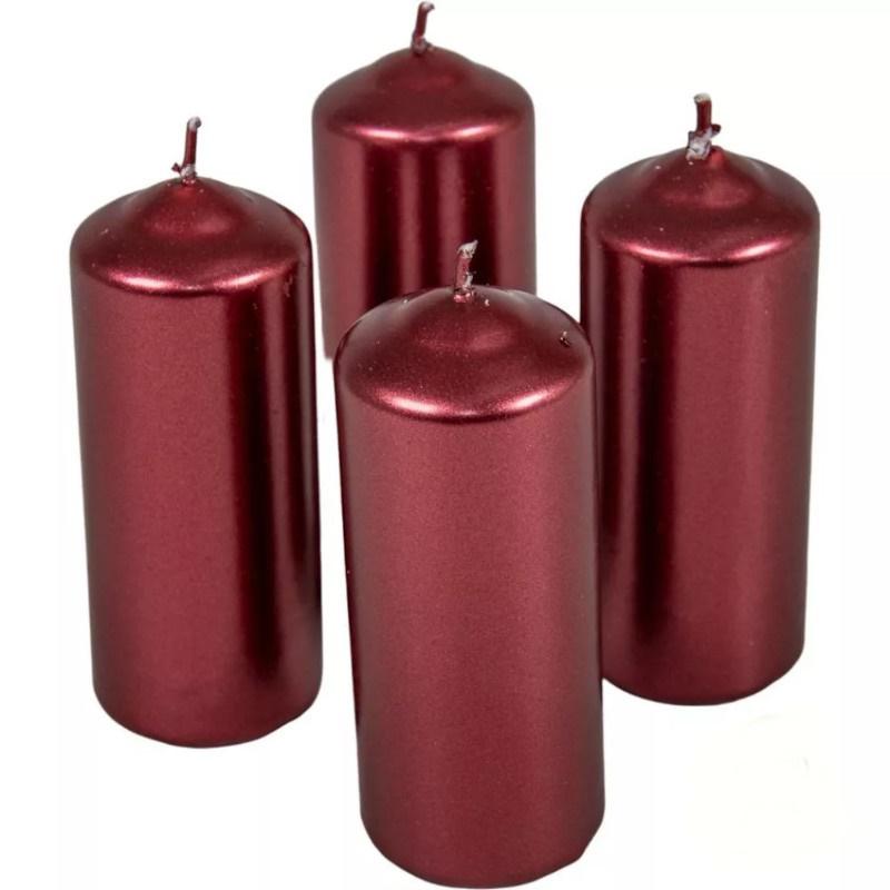 Metál henger gyertya szett 40x100mm - Bordó