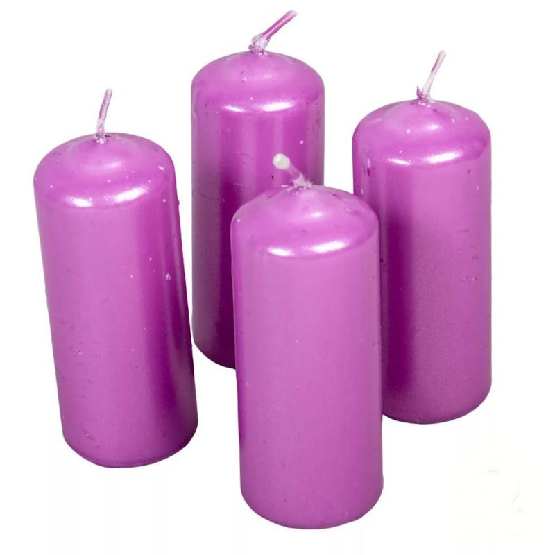 Metál henger gyertya szett 40x100mm - Ciklámen