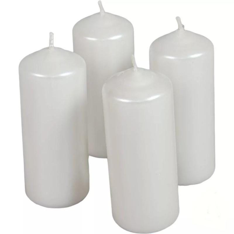 Metál henger gyertya szett 40x100mm - Fehér