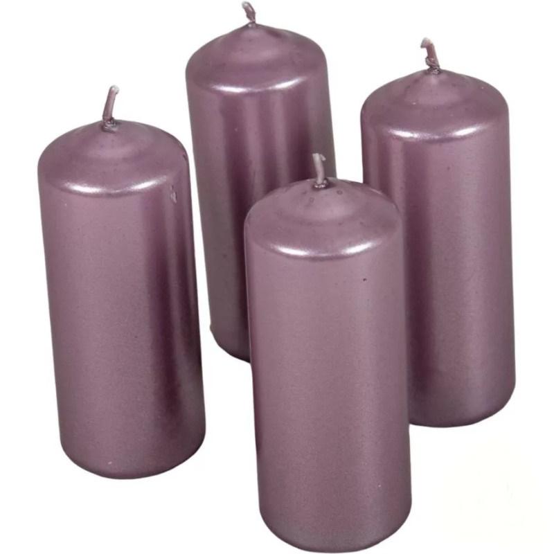Metál henger gyertya szett 40x100mm - Halvány Lila