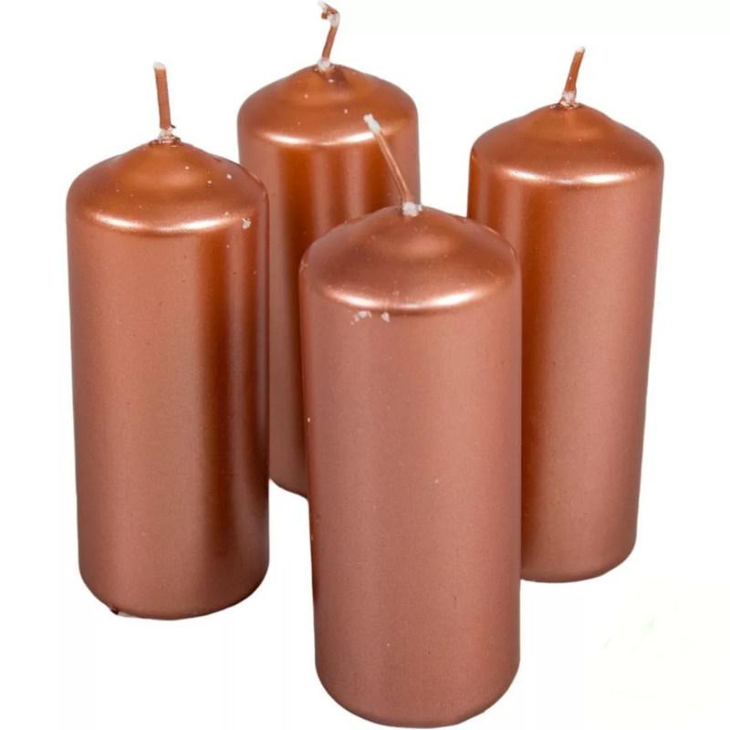 Metál henger gyertya szett 40x100mm - Rosegold