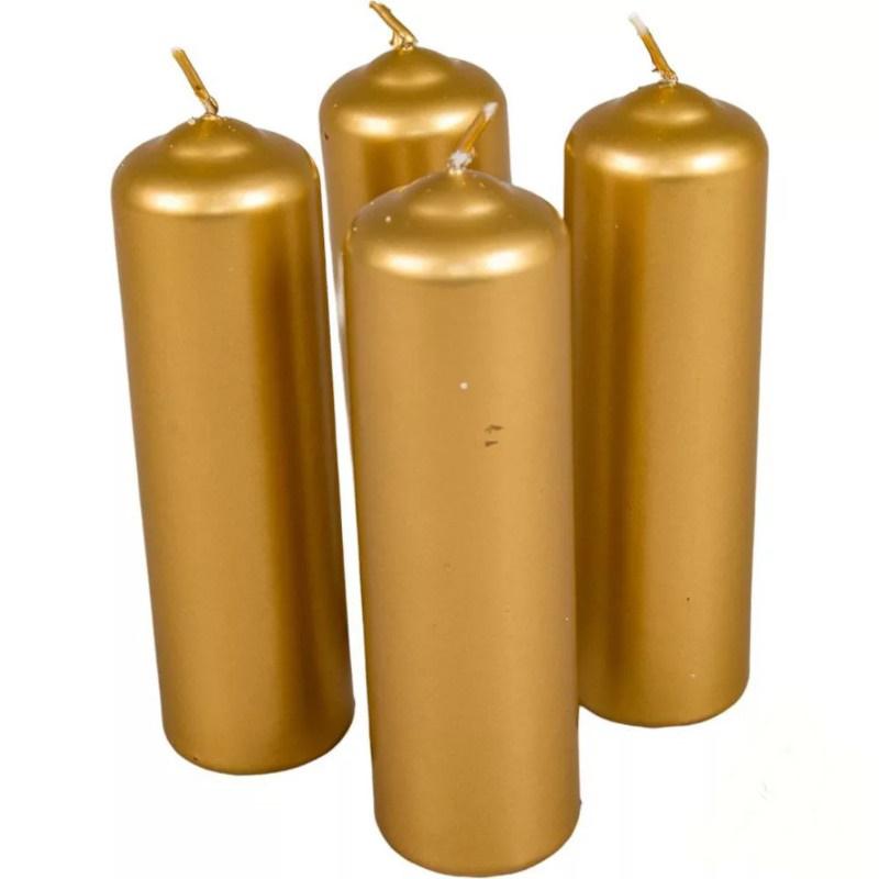Metál henger gyertya szett 40x120mm - Arany