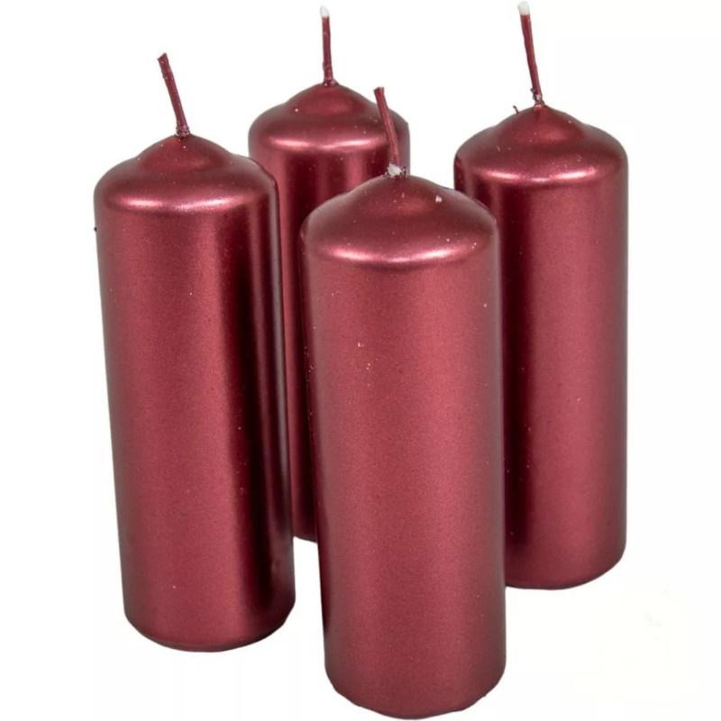 Metál henger gyertya szett 40x120mm - Bordó