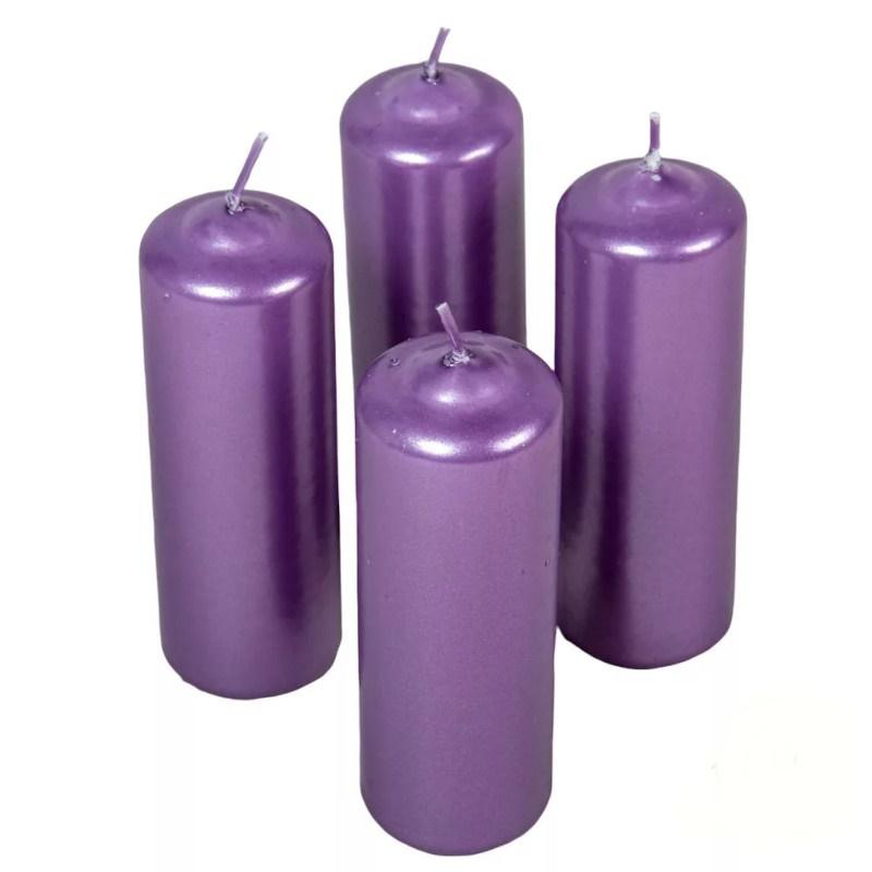 Metál henger gyertya szett 40x120mm - Lila