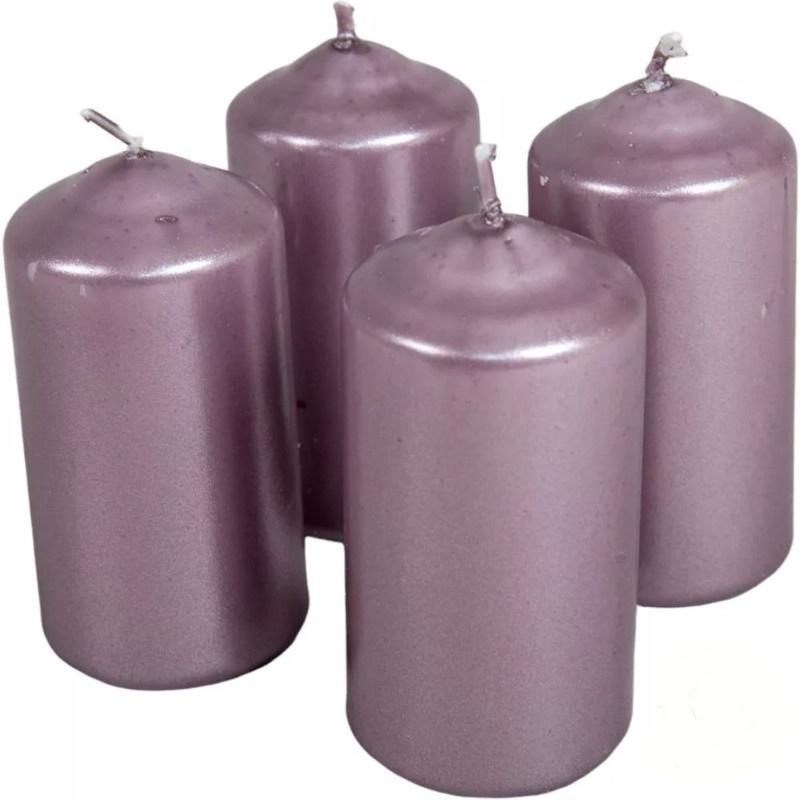 Metál henger gyertya szett 40x80mm - Halvány Lila