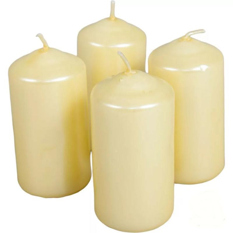 Metál henger gyertya szett 40x80mm - Krém