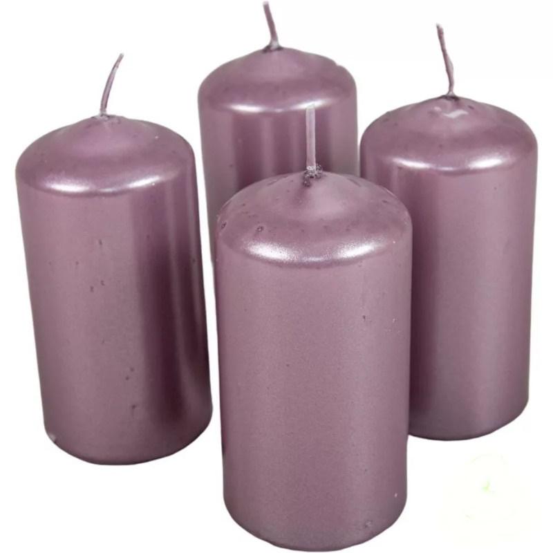 Metál henger gyertya szett 50x100mm - Halvány Lila