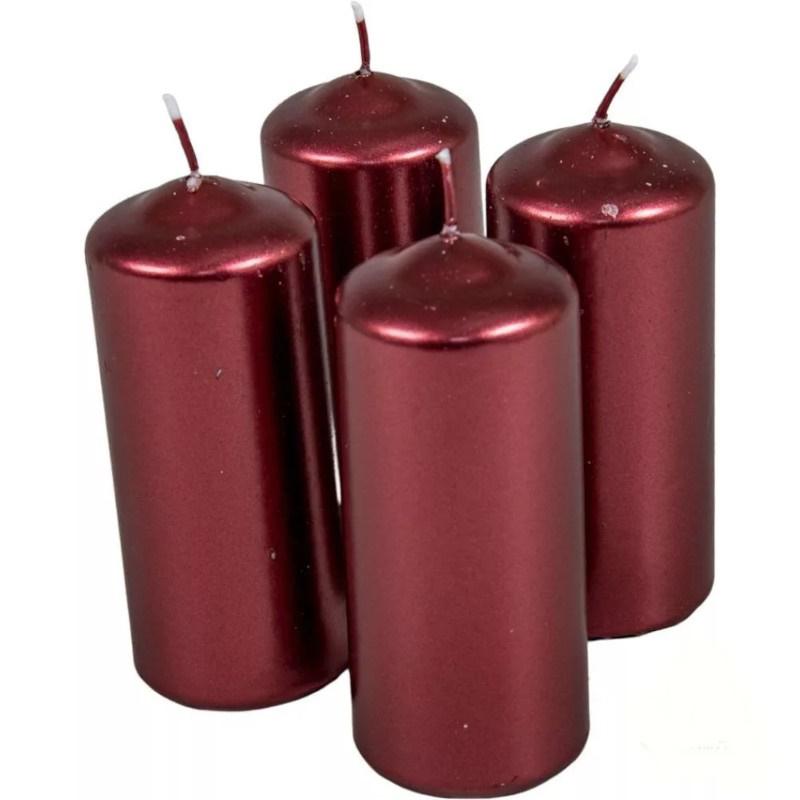 Metál henger gyertya szett 50x120mm - Bordó