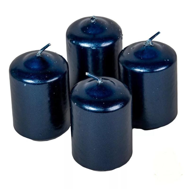 Metál henger gyertya szett 50x75mm - Sötét Kék