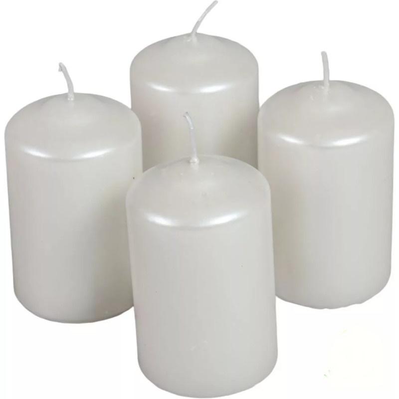 Metál henger gyertya szett 60x100mm - Fehér