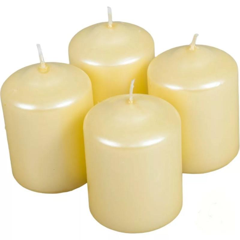 Metál henger gyertya szett 60x80mm - Krém