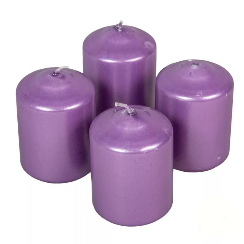 Metál henger gyertya szett 60x80mm - Lila