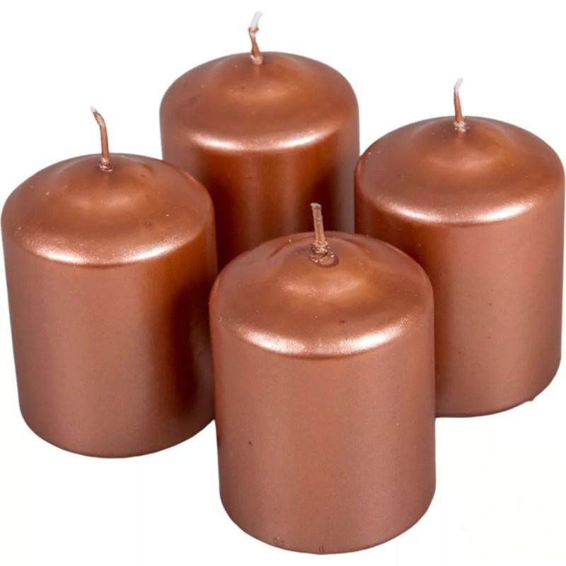 Metál henger gyertya szett 60x80mm - Rosegold