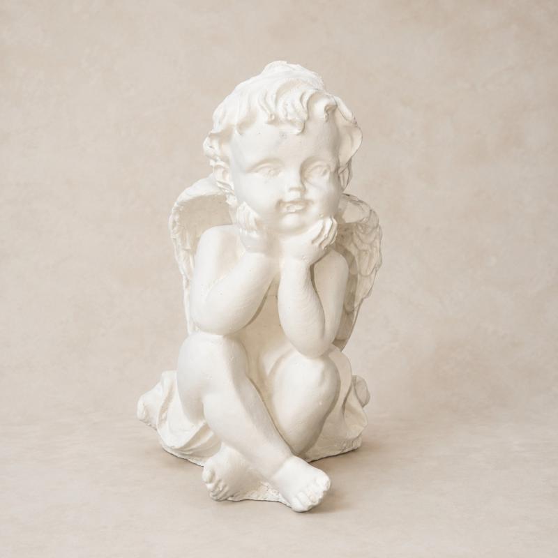Nagy angyal kerámiapor figura – natúr