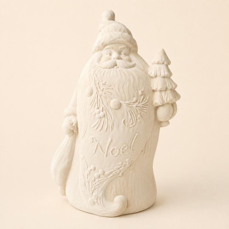 Noël feliratú Mikulás kerámiapor figura – natúr vagy festett