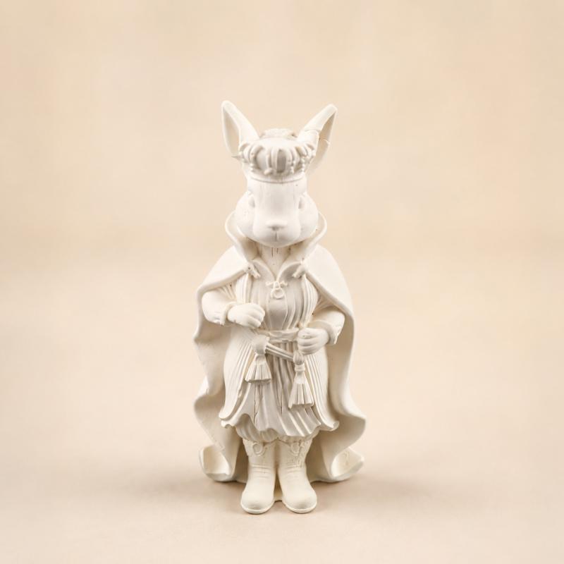 Nyuszik királya kerámiapor figura – natúr