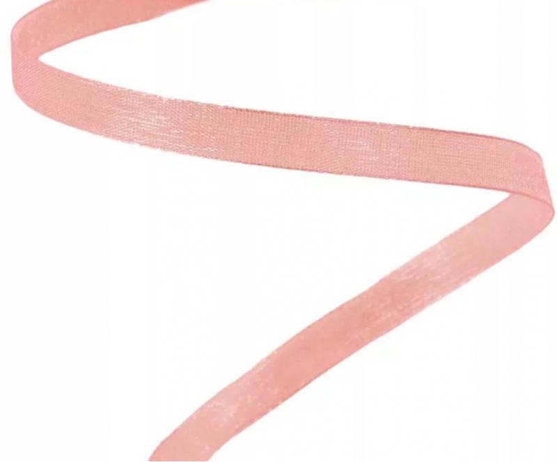 Organza szalag 6mmx20m - Púder rózsaszín