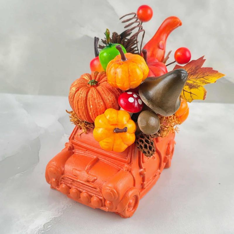 Őszi Autó Kaspó asztaldísz