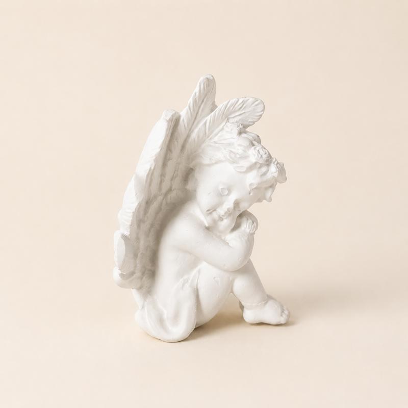 Pici angyal kerámiapor figura – natúr