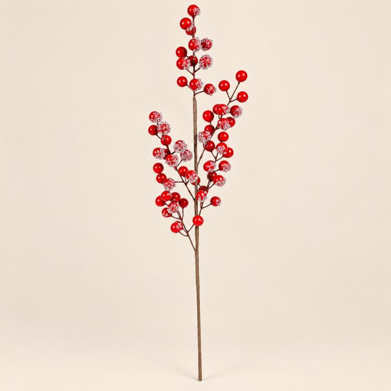 Piros bogyós ág, cukros – 69 cm