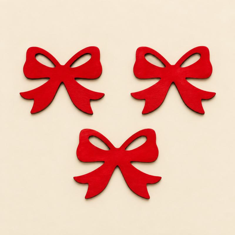 Piros festett masni fa dekoráció, 5 × 4 cm – 3 db/csomag