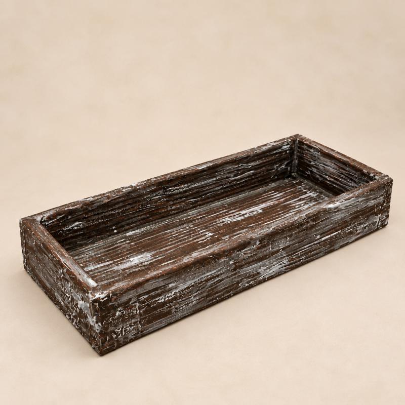 ReLioFi antikolt box alap – sötétbarna-fehér, 30 × 14 × 5 cm