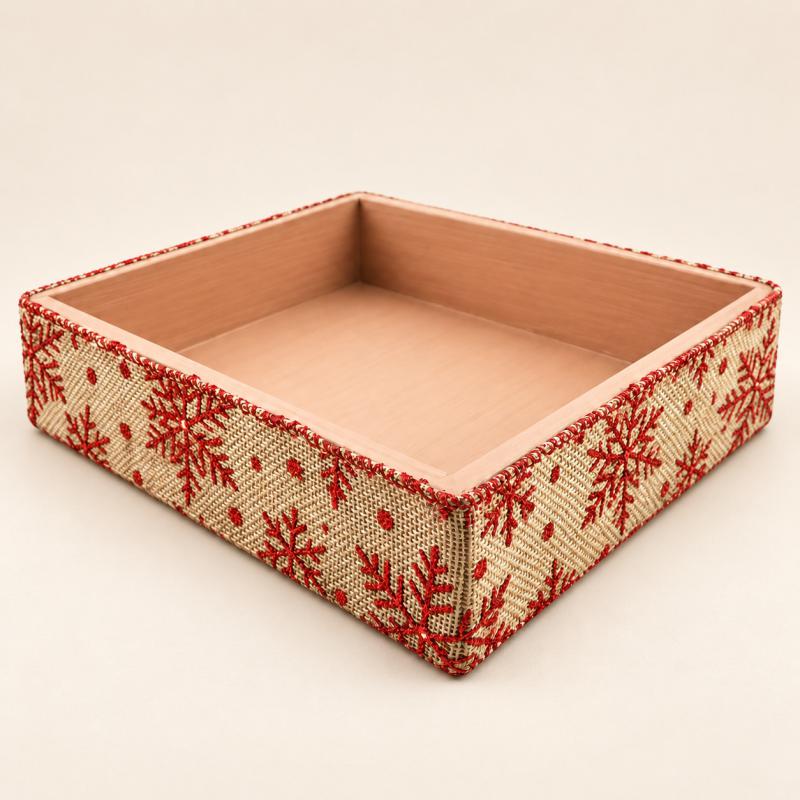 ReLioFi hópehely mintás juta box – több változatban, 21 × 20 × 6,5 cm