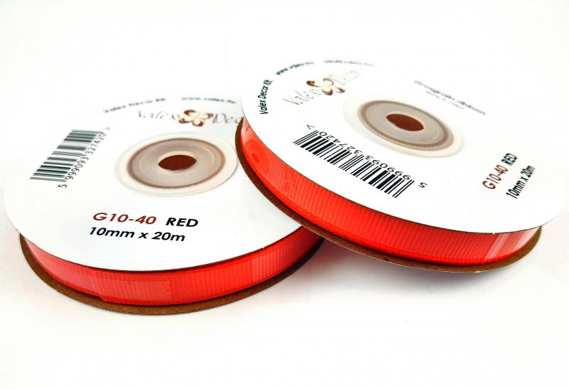 Ripsz szalag 10mmx20m - Piros