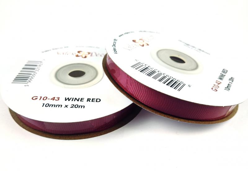 Ripsz szalag 10mmx20m - Vörösbor