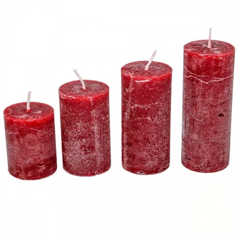 Rusztikus 40 mm Lépcsős Gyertya szett - Bordó