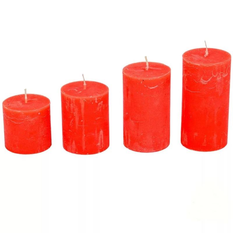 Rusztikus 60 mm Lépcsős Gyertya szett - Tűzvörös